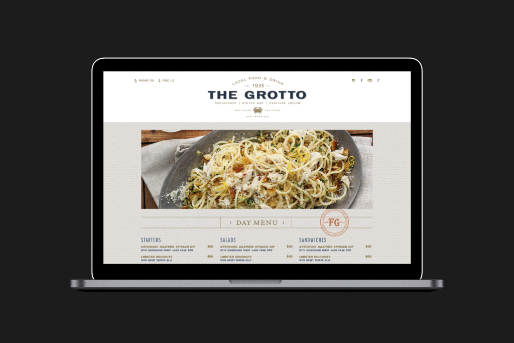 The Grotto SF Website Menu